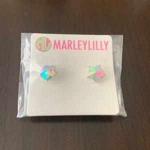 MarleyLilly iridescent stone stud earrings